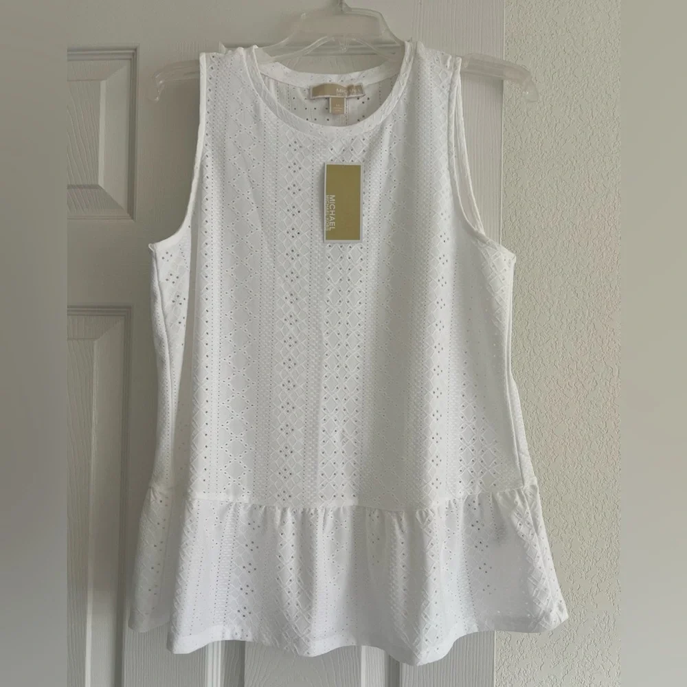 Michael Kors White Eyelet Sleeveless Top